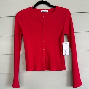 Red Button-Up Women's Top